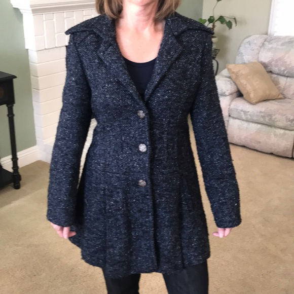 Guess Jackets & Blazers - Guess Wool mix blue & black tweed coat